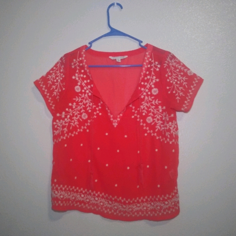 American Eagle Women's Size S Pink Blouse Tassels